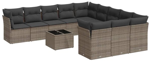 12 részes szürke polyrattan kerti ülőgarnitúra párnákkal
