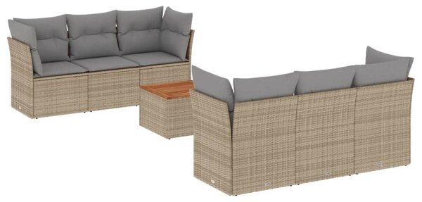 7 részes bézs polyrattan kerti ülőgarnitúra párnákkal