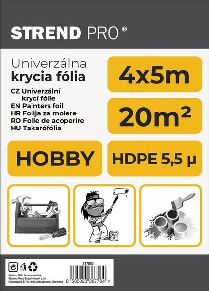 Takarófólia Strend Pro Hobby, festő, 4x5 m, 6µ, takaró