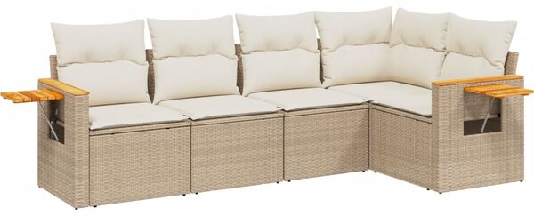 5 részes bézs polyrattan kerti ülőgarnitúra párnákkal