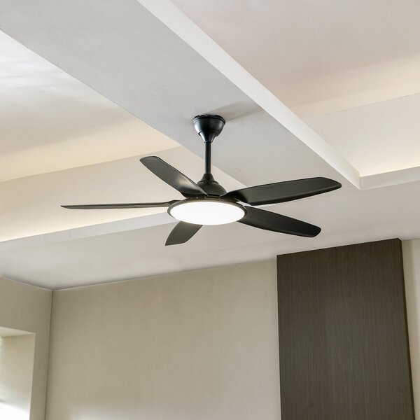 Divian LED mennyezeti ventilátor, fekete, DC, csendes, CCT – Lucande Lucande, Divian, Fekete, Nappali, Fém, Modern
