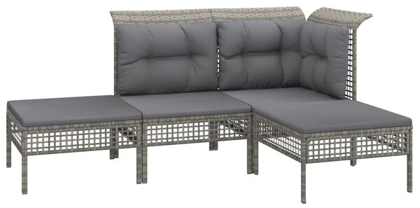 4 részes szürke polyrattan kerti ülőgarnitúra párnákkal