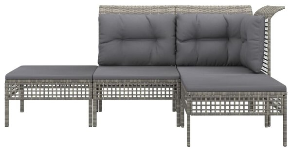 4 részes szürke polyrattan kerti ülőgarnitúra párnákkal