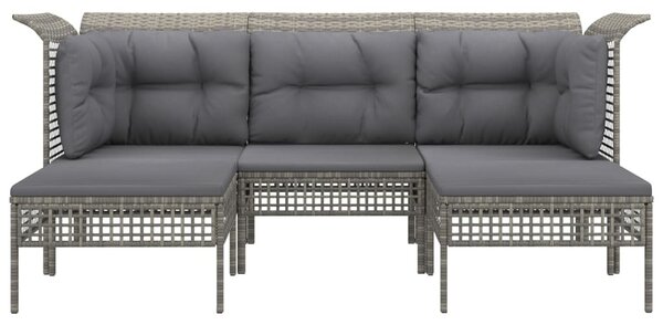 5 részes szürke polyrattan kerti ülőgarnitúra párnákkal