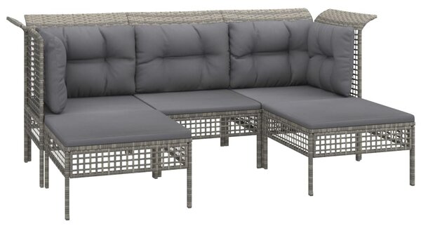 5 részes szürke polyrattan kerti ülőgarnitúra párnákkal