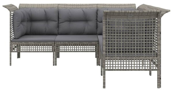 5 részes szürke polyrattan kerti ülőgarnitúra párnákkal