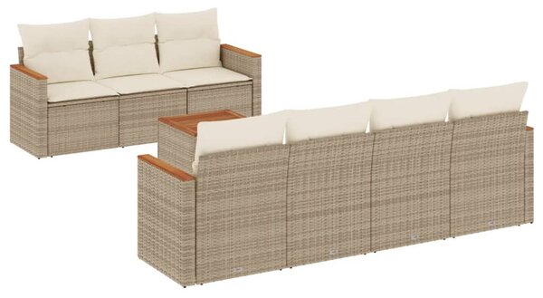 8 részes bézs polyrattan kerti ülőgarnitúra párnával