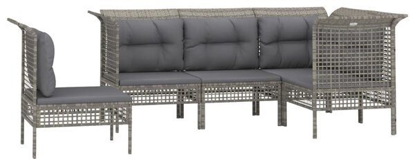 5 részes szürke polyrattan kerti ülőgarnitúra párnákkal