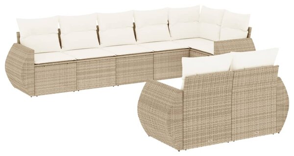 8 részes bézs polyrattan kerti ülőgarnitúra párnával