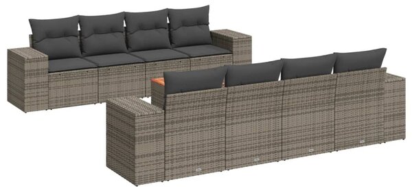 9 részes szürke polyrattan kerti ülőgarnitúra párnákkal