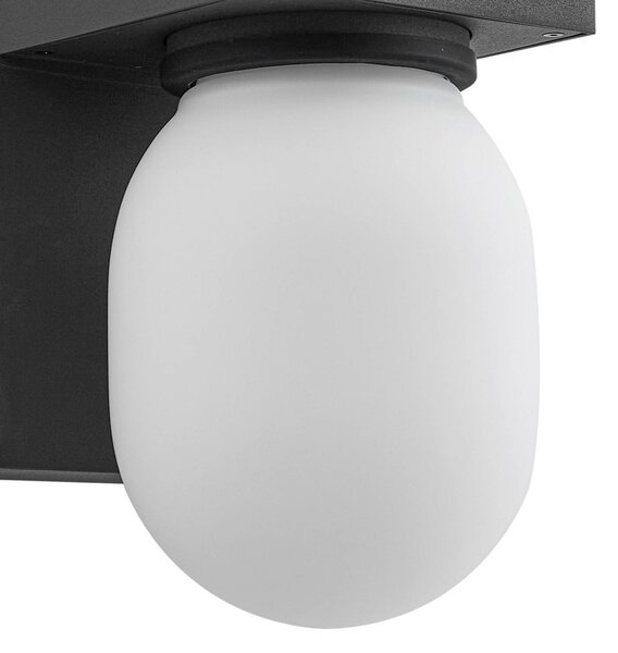 Lucande Ovaali kültéri fali lámpa, üveg, sötét szürke, IP65, dimmelhető, Fekete, Alumínium, Modern