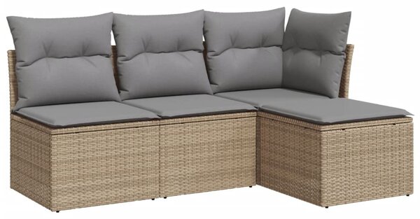 4 részes bézs polyrattan kerti ülőgarnitúra párnákkal