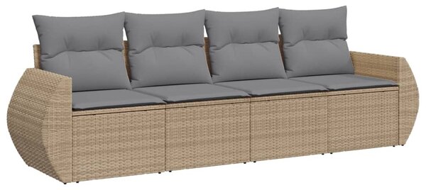 4 részes bézs polyrattan kerti ülőgarnitúra párnákkal