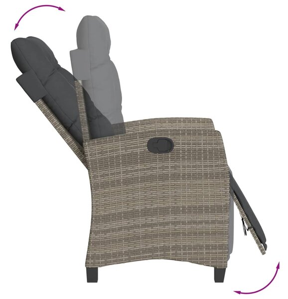 9 részes szürke polyrattan kerti étkezőgarnitúra párnával