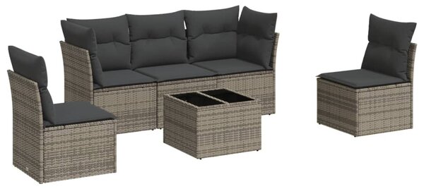 6 részes szürke polyrattan kerti ülőgarnitúra párnákkal
