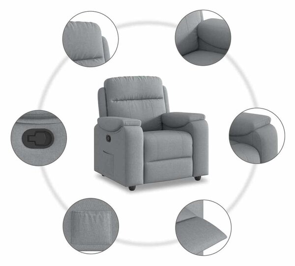 VidaXL világosszürke szövet dönthető fotel