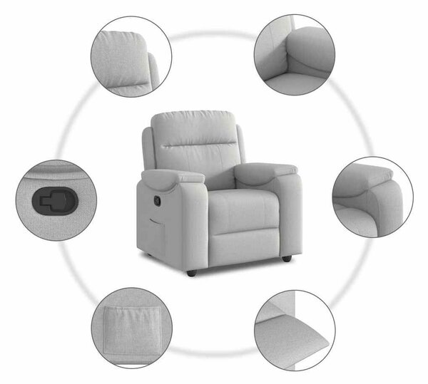 VidaXL felhőszürke szövet dönthető fotel