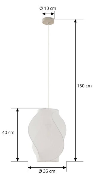 Lucande Tovina lógó világítás, textil, fehér, Ø35cm, dimmelhető, Fehér / opál, Nappali / Étkező, Textil / szövet / selyem, Skandináv