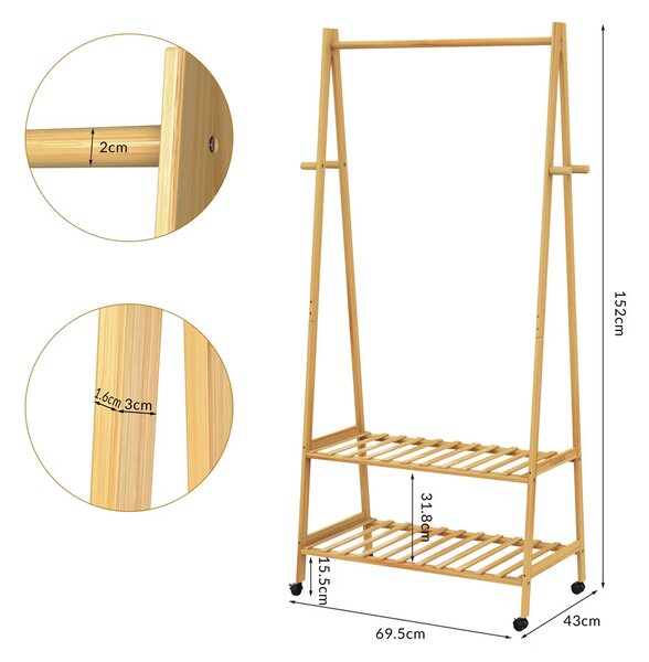 Deuba Ruhafogas kerekekkel 155x70x45 cm - bambusz
