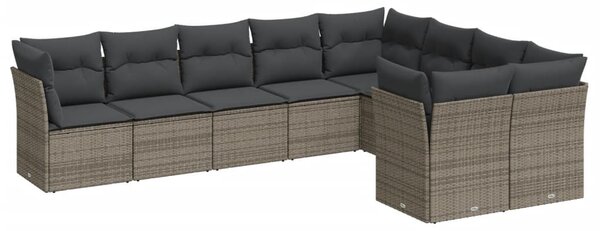 9 részes szürke polyrattan kerti ülőgarnitúra párnákkal