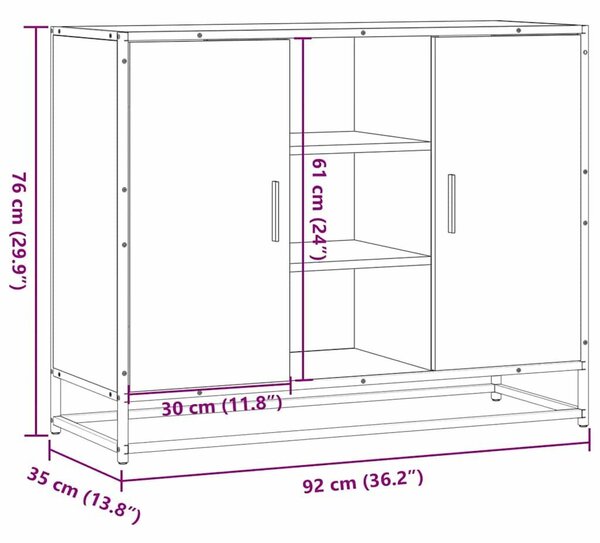 VidaXL sonoma tölgy színű szerelt fa tálalószekrény 92 x 35 x 76 cm