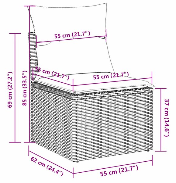 7 részes bézs polyrattan kerti ülőgarnitúra párnákkal