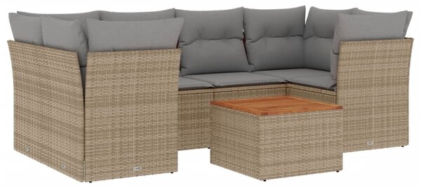 7 részes bézs polyrattan kerti ülőgarnitúra párnákkal