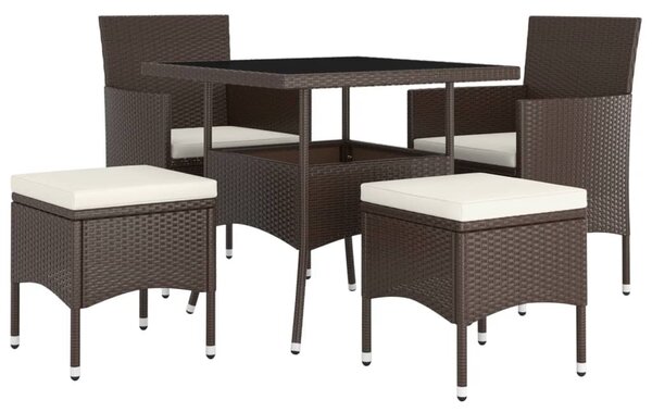 5 részes barna polyrattan kerti étkezőgarnitúra