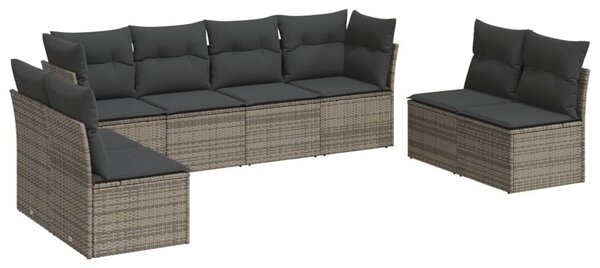 8 részes szürke polyrattan kerti ülőgarnitúra párnákkal