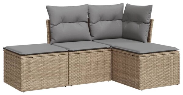 4 részes bézs polyrattan kerti ülőgarnitúra párnákkal