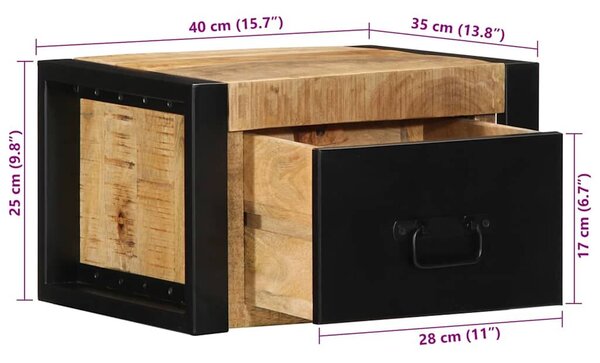 VidaXL Éjjeli szekrények 2 db tömör nyersfa mangó 40x35x25 cm