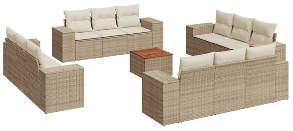 13 részes bézs polyrattan kerti ülőgarnitúra párnákkal