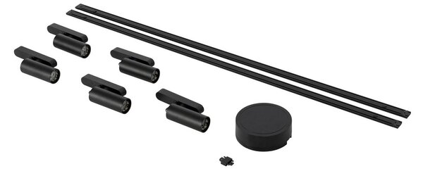 Lindby Sínrendszer 48V Lumaro spotlámpák 5 izzós fekete Ø 4cm dimmelhető, dimmelhető, Fekete, Nappali / Étkező, fém, Modern