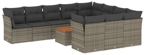 11 részes szürke polyrattan kerti ülőgarnitúra párnákkal