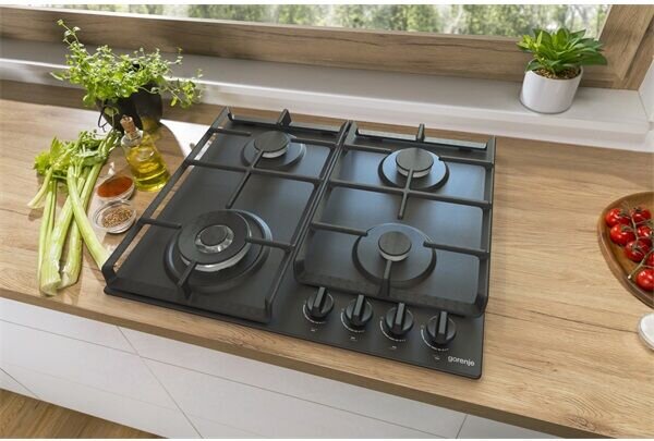 Gorenje GW641BFB Beépíthető gázfőzőlap, 60 cm, 4 főzőzóna, Wok égő, BigSurface