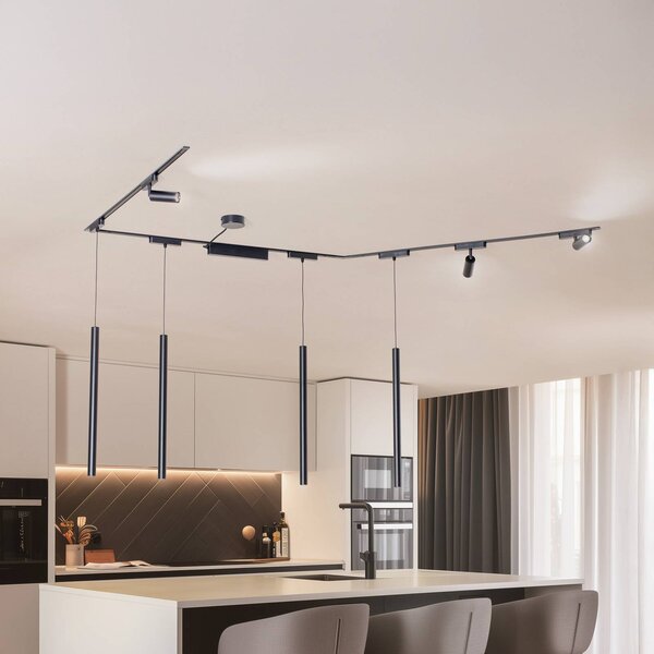 Sínrendszer Lumaro,spotok,függeszték,7-fényű,fekete,48V,dimmer,fényerőszabályzó