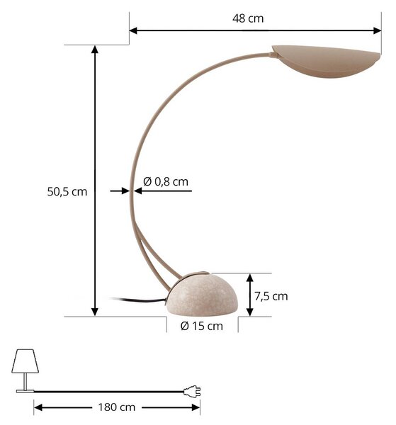 Lucande Rivera asztali világítás, bézs, fém, kő, 51 cm, G9, Alu / szürke / cink, Nappali / Étkező, fém, Modern