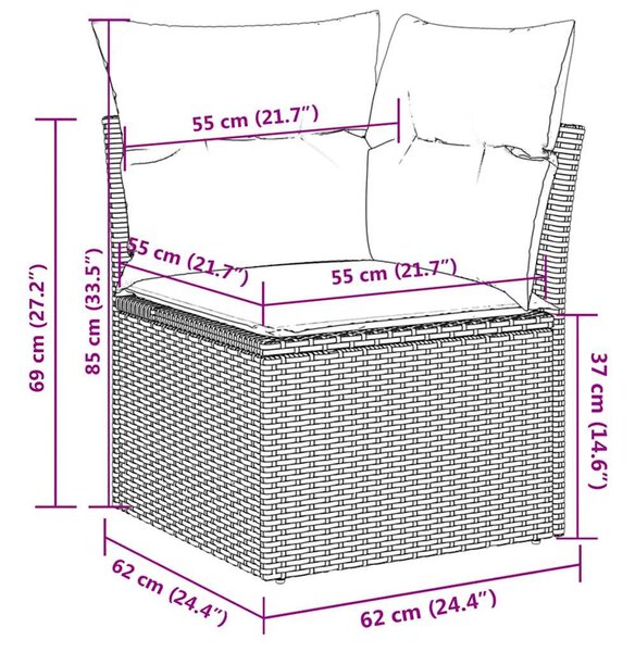 4 részes barna polyrattan kerti ülőgarnitúra párnákkal