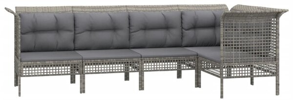 5 részes szürke polyrattan kerti ülőgarnitúra párnákkal
