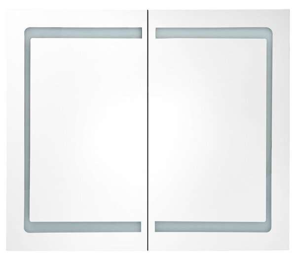 VidaXL fényes szürke LED-es tükrös fürdőszobaszekrény 80 x 12 x 68 cm