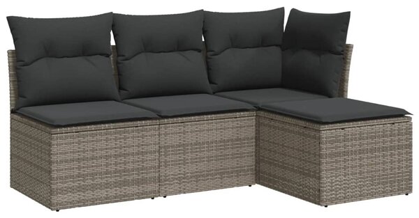 4 részes szürke polyrattan kerti ülőgarnitúra párnákkal