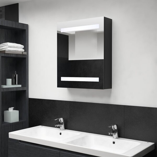 VidaXL fekete LED-es tükrös fürdőszobaszekrény 50 x 14 x 60 cm