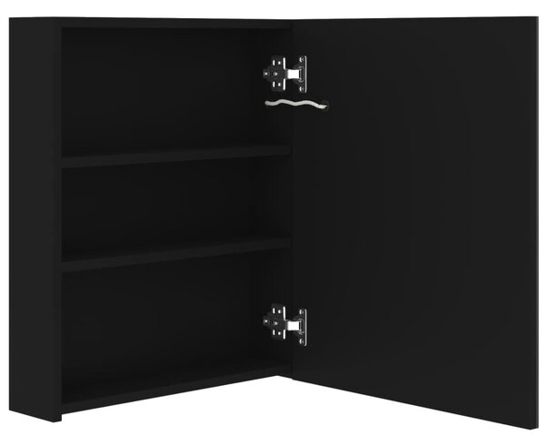VidaXL fekete LED-es tükrös fürdőszobaszekrény 50 x 14 x 60 cm