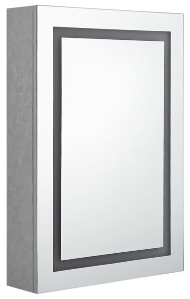 VidaXL betonszürke LED-es tükrös fürdőszobaszekrény 50 x 13 x 70 cm
