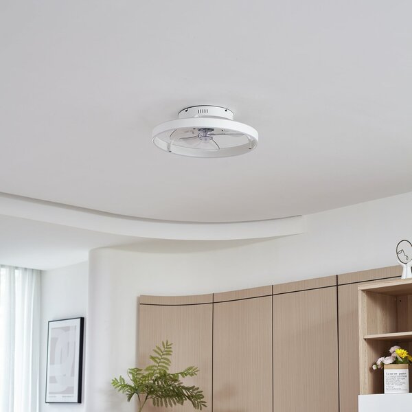 Momitu LED mennyezeti ventilátor, fehér, alumínium, Ø 50 cm – Lindby Lindby, Momitu, dimmable, Fehér, Nappali, Alumínium, Modern