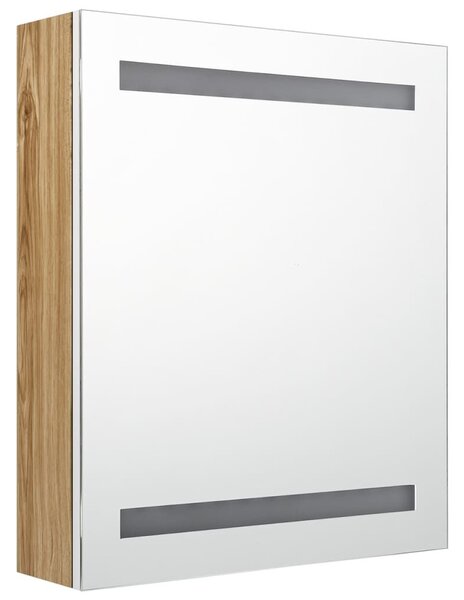 VidaXL fehér-tölgyszínű LED-es tükrös fürdőszobaszekrény 50x14x60 cm