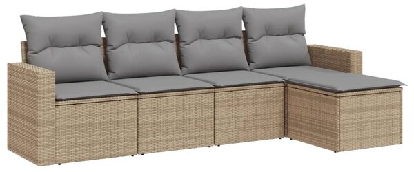 5 részes bézs polyrattan kerti ülőgarnitúra párnákkal