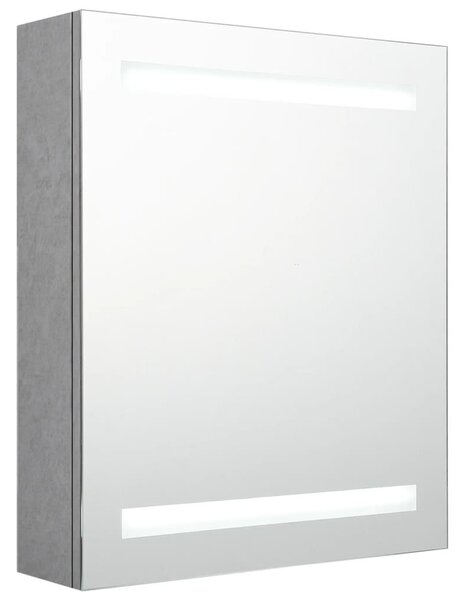 VidaXL betonszürke LED-es tükrös fürdőszobaszekrény 50 x 14 x 60 cm
