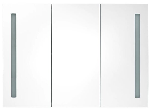 VidaXL fényes szürke fürdőszobaszekrény LED világítással 89x14x62 cm
