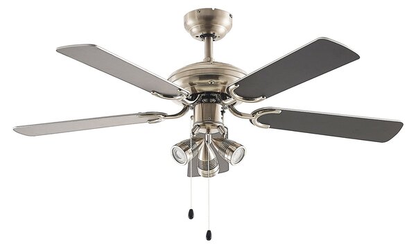 Anariki mennyezeti ventilátor világítással, csendes, ezüst színű – Lindby Lindby, Anariki, Fémes, Nappali, Fém, Vidéki otthon / Rusztikus